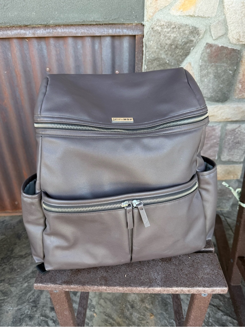 Skip Hop Flatiron Vegan Leather Diaper Backpack